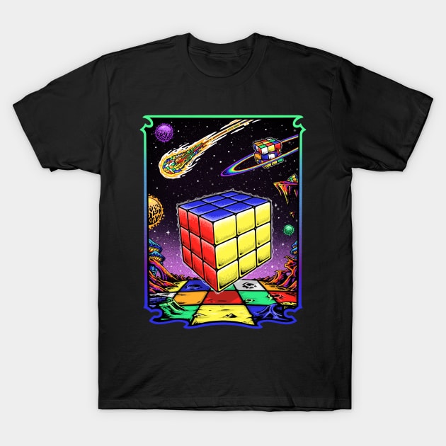 Psychedelic Space Cube - Rubik's Cube Inspired Design for people who know How to Solve a Rubik's Cube T-Shirt by Cool Cube Merch